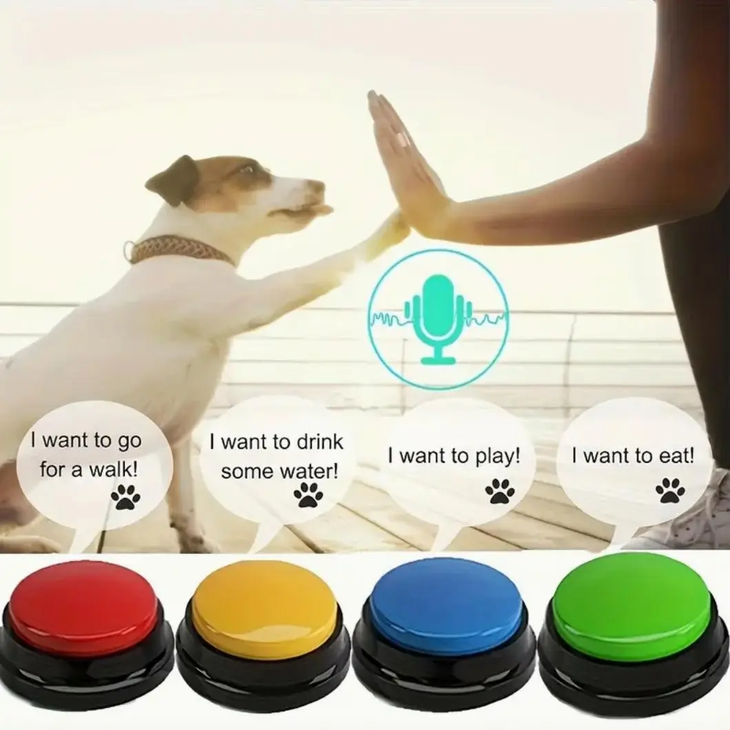 Pet Button (4pcs/set), Dog Voice Button, Recordable Button, Interactive Pet Training Button, Fun Pet Toy for Dogs & Cats, Training Aid, Training Gear, Puppy Training Tools