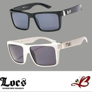 LOCS El Chido Urbano Urban Uptown Classic Glossy Gangster Shades with Full Rim, UV Protection Lens, Original & Authentic Locs, Black & White