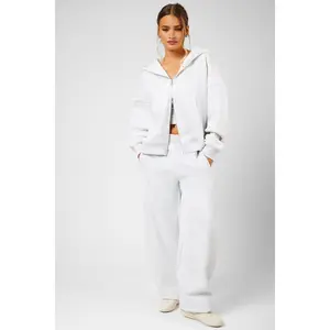 Kaiia The Label Seam Detail Side Pocket Barrel Leg Joggers Light Grey Marl