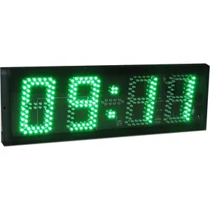 AZOOU 5-in-1 Digital Wall Clock - 4-Digit LED Display, Race Timing Countup/Cutdown Timer, 12/24-Hour Settings, Green Decor Set with Infrared Remote