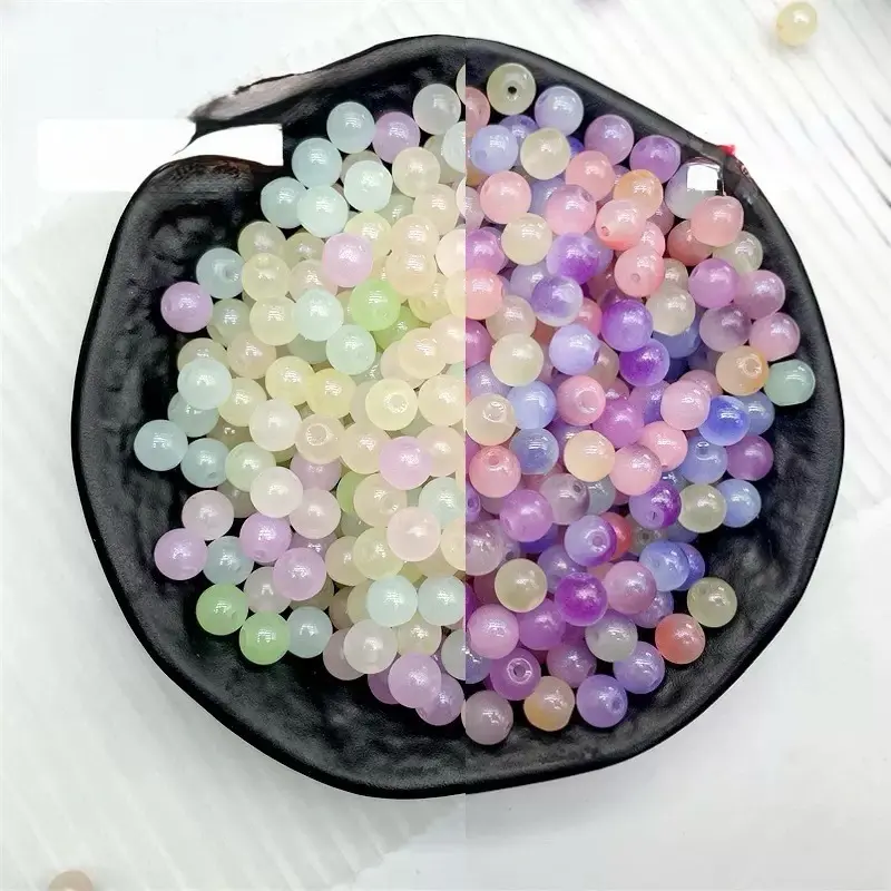 8mm UV-Sensitive Color-Changing Glass Beads for DIY Beading, Jewelry Making Crafts, Glass Bead