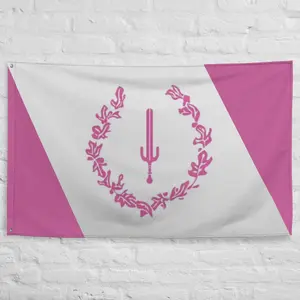 Wall Tapestry Pink And White With Trident And Laurel Wreath Design For Bedroom Decor BAP African American Heritage Flag: Black American Pride, Pink & White Decor