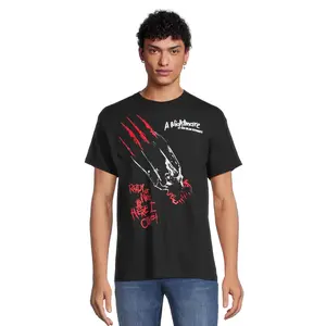 Men's Nightmare On Elm Claw Graphic T-Shirt 100% Cotton Soft Crewneck Pullover Freddy Krueger Print for Halloween Menswear