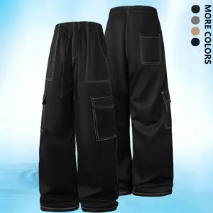 Men's striped design multi-pocket zippered trousers, latest model 2026, comfortable fabric, suitable for all seasons, everyday men's bottoms wear