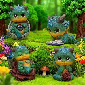 MotifMe Premium Handcrafted Baby Dragon Figurine Set - Cute Custom Hand-Painted Resin Dinosaur Miniature Sculptures, Whimsical Home Decor Ornaments, Fairy Garden Accents, Aesthetic Kids Bedroom Decoration, Unique Collectible Gift