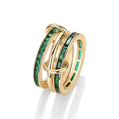 PAVOI 14K Gold Plated Mixed Metal Chunky Dome Rings For Women - Statement Ring Set Size 6