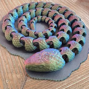 Articulate 3D Printed Snake - Colorful Design with Textured Surface, Ideal for Crafting and Decoration