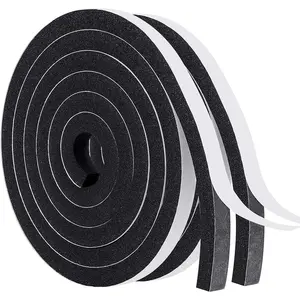 Stripping Door Seal,/2 Inch Wide X/2 Inch Thick Foam Tape Soundproof Weatherstripping for Windows, 2 Rolls Total 13FT Black
