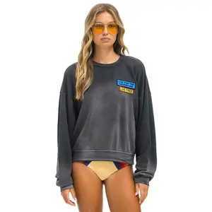 LIVE FREE + ADVENTURE PATCH RELAXED CREW SWEATSHIRT - FADED SMOKE