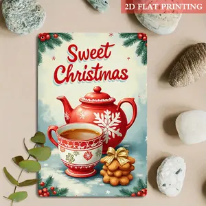 2D Flat - A 2D Flat Sign Featuring a Sweet Christmas Cookie Design, Measuring 8X12 Inches, Perfect for Vintage Decor. It'S a Delightful Decoration Suitable for Living Rooms, Kitchens, And Christmas Themes, Making It an Ideal Gift for Cookie Lovers.