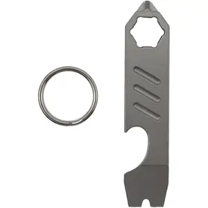 Titanium EDC Keychain Tool with Bottle Opener & 1/4 Hex Socket, Pry Bar, and Flathead Screwdriver Tip, Compact Multitool for Key Ring, Pocket Sized Lightweight Design, 1.83 Inch Length
