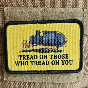 Killdozer tread on those who tread on you Gadsden flag meme  2"x3" removable morale patch with hook and loop backing