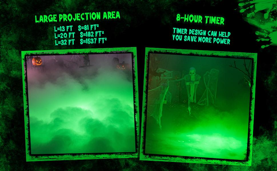 Halloween Laser Swamp Light Works with Low Lying Fog Machine (Not included), Laser Projector Laser Pointer High Power IP67 Waterproof 360-Degree Adjustable Halloween Decor Creepy Haunted House Decor Garden DIY Halloween Witch Decorations for Yard