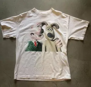 Vtg Vintage Wallace & Gromit For Fans Cotton S-5XL Unisex White Tee Shirt