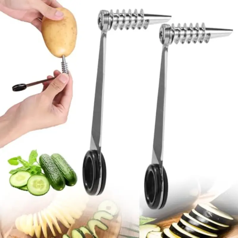 Twisted Spiral Vegetable Curler, Vegetable Slicer, Vegetable Cutting Slicer, Vegetable Cutter, Stainless Steel Slicer, Easy to Clean, Perfect for Kitchen Use on Cucumbers, Carrots, Potatoes, Fruits & Vegetables