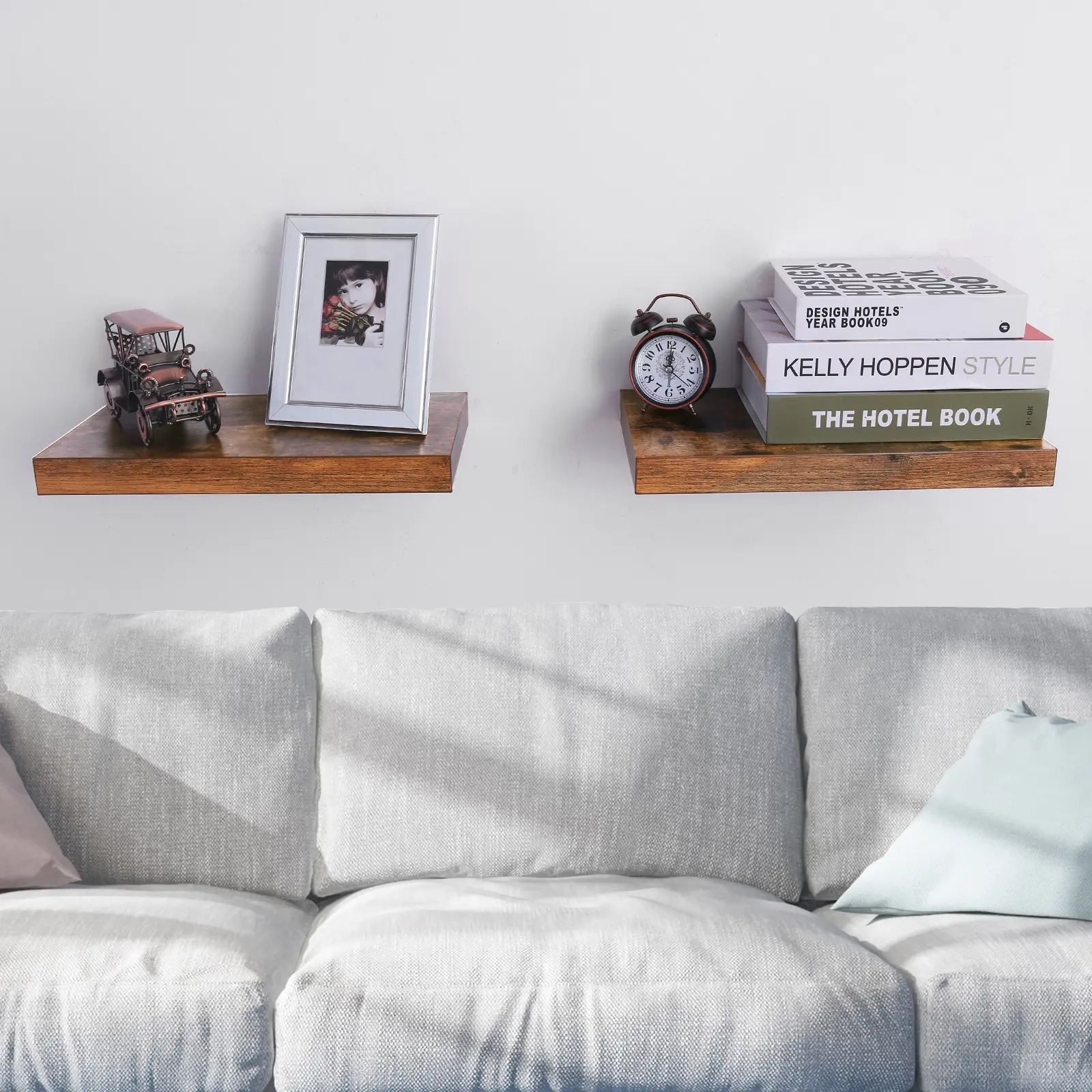 HOOBRO Floating Shelves, Wall Shelf Set of 2, 15.7 Inch Hanging Shelf with Invisible Brackets, for Wall Decor in Bathroom, Bedroom, Toilet, Kitchen, Living Room, Office, Rustic Brown#springtok #SummerVibes
