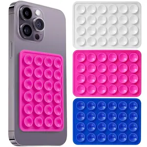 2 Pack Silicone Suction Phone Case Mount, Non Slip Sticky Phone Grip for Cellphone, Silicon Adhesive Suction Cup Phone Mount, Strong Grip Holder for Selfies & Videos