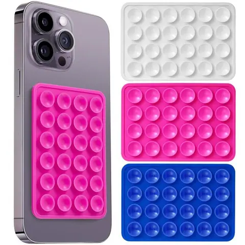 2 Pack Silicone Suction Phone Case Mount, Non Slip Sticky Phone Grip for Cellphone, Silicon Adhesive Suction Cup Phone Mount, Strong Grip Holder for Selfies & Videos