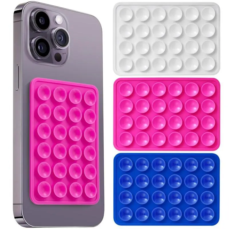2 Pack Silicone Suction Phone Case Mount, Non Slip Sticky Phone Grip for Cellphone, Silicon Adhesive Suction Cup Phone Mount, Strong Grip Holder for Selfies & Videos