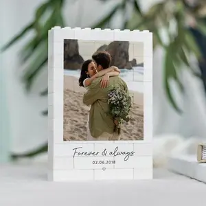 Personalised Anniversary Photo Gift, Custom Building Block Keepsake, Romantic Gift For Couple