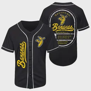 Lets go Savannah Bananas Baseball Jersey New AOP Black 3D S-5XL
