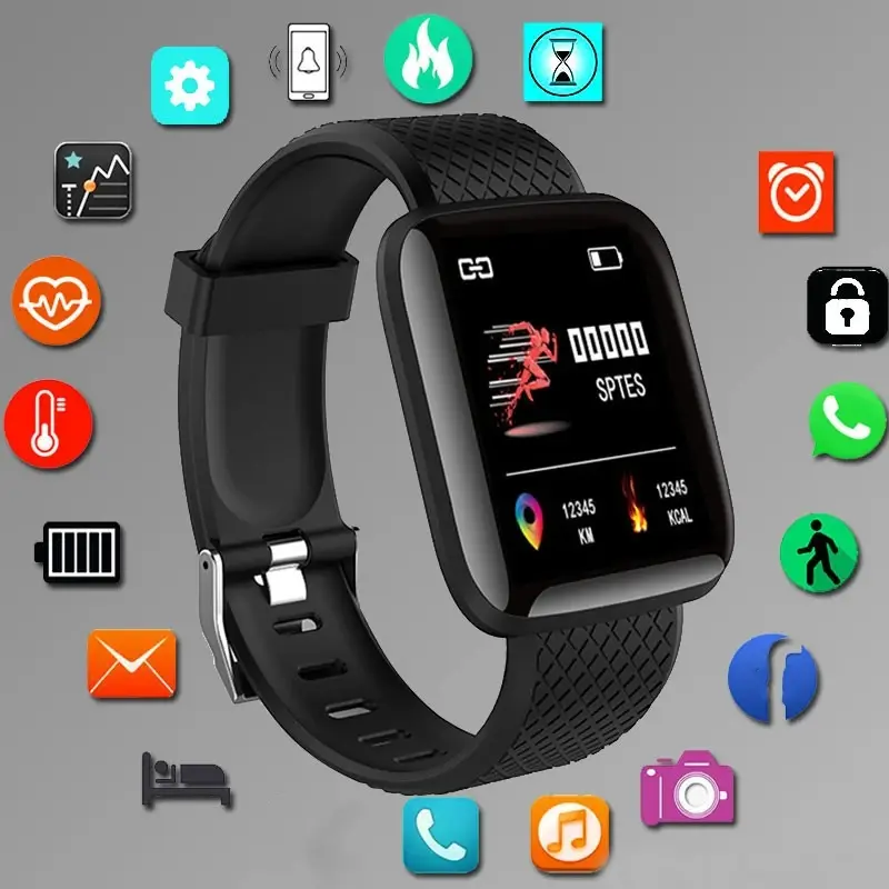 Smart watch, smartphone connected fitness tracker bracelet, 55mAh, heart rate/sleep/SpO2 monitor, multiple fitness modes, USB charging, touch screen wearable electronic birthday gift, intelligent sports tracking travel essential
