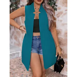 Women's Sleeveless Cardigan Midi Vest • Buttonless Design • Commuter Fashion All-match Shawl • Wearable in All Seasons • 100% Polyester Fiber Material • Machine Washable • Women's Teacher Outfit • Office Wear, Home Wear