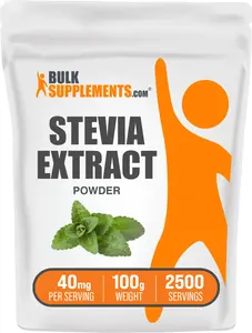 BulkSupplements - Stevia Extract Powder - Sugar Alternatives - Baking - Plant-Based - Natural Antioxidants - 100g-1kg - 40mg per Serving