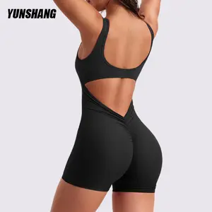 European & American High-Intensity Yoga Jumpsuit |   Hollow Back Beauty-Back Design |   Tight-Fitting Sports & Fitness Bodysuit
