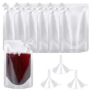 24 Pcs Plastic Flasks, 8 Oz Concealable and Reusable Drink Pouches, Leak-Proof Food Grade Plastic for Travel (8OZ-24PCS +3 Funnels) Organiser
