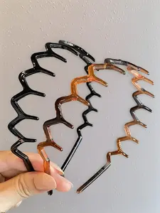 Elegant Women's Hair Bows Set, Simple Basic Design with Large Wave Shape, Plastic Headbands for Makeup, Stylish Accessory