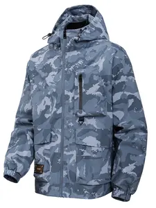 Men's Stylish Camo Jacket with Hood, Casual Fashion Soft Shell Outerwear for Spring & Fall, Fitted Woven Fabric for Outdoor Activities, Casual Athletic Jacket