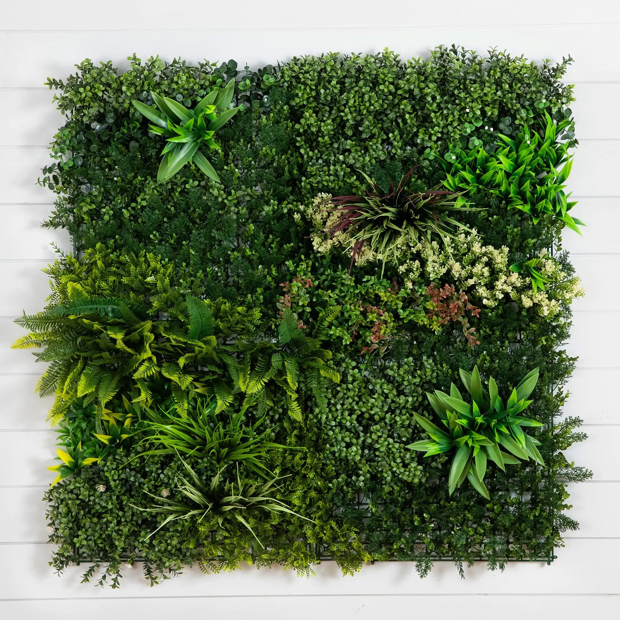 40x40 in. Artificial Plants Living Wall Panel, UV-Resistant Mixed Foliage Tropical Decor, Dual-Use Indoor-Outdoor Home & Garden Improvement Supplies