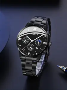 Men's Business Fashion Casual High-Quality Quartz Stylish Watch Set, Perfect Gift for Daily Parties Birthdays Thanksgiving Christmas Halloween Back-To-School Season