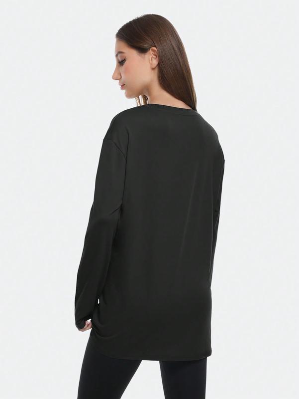 4 Packs Workout Oversized T Shirts For Women Long Sleeve Plus Size Baggy Athletic Gym Shirts Tops Tees Machine Washable