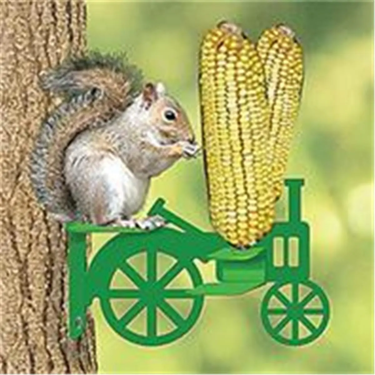212 MAIN Squirrel-Resistant Tractor-Shape Wild Bird Feeder - Green, 2-Cobs Capacity, Corn-Holding, Audubon-Woodlink Design, Outdoor Bird Feed Dispenser Feeding Tool