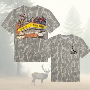 Waffle Home Tee Dirty Marsh Outfitters Backshore Bottomland Washed Out Mossy Oak Camo Cotton T Shirt, Men’s Camo Hunting Tee, Lightweight Outdoor Shirt | Deer Forest Graphic T-Shirt for Men, Gift for Fan, Father's Day, Mother's Day