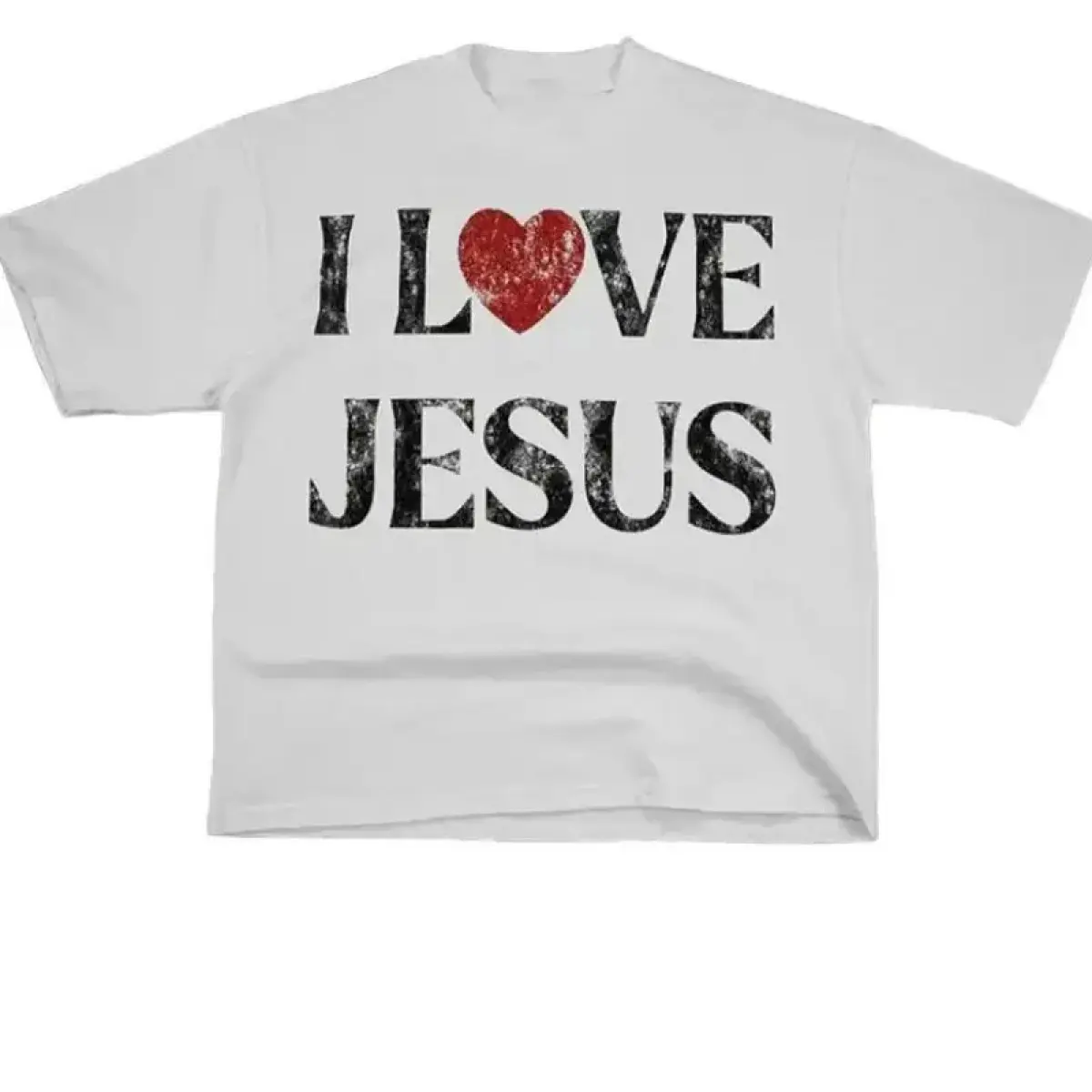 Summer 2026 StreetwearVintage I Love Jesus Print Short Sleeve T-Shirt Menswear Top Underwear Tshirt Cotton Polyester,Women's Letter Print Round Neck Tee Perfect GiftMen, Perfect Gift Streetwear Crewneck Black CasualGraphic Tee Everyday Wear
