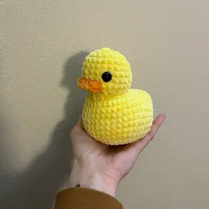 Hand crocheted yellow duck
