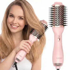 LANDOT Hair Blow Dryer Brush - One-Step Hot Air Styler for Fast Drying, Smoothing & Volume, Ionic Anti-Frizz Delivers Salon Blowout Results, 3 Heat/2 Speed Settings fit All Hair Types Purple Hair Diffuser Haircut