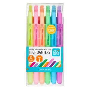 Pen+Gear Retractable Highlighters, Chisel Tip, Assorted Colors, Multi Colored Ink. 12 Count