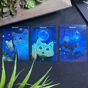 Double-Sided MTG Tokens 3-Pack | Custom Art Magic: The Gathering Proxies | Treasure Token, Food Token, Squirrel, Cat, Spirit, Soldier, Hero, Spriggle, Bird, Wizard