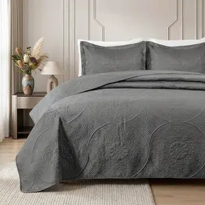 Floral Quilt Set Soft Lightweight Bedspread Premium Microfiber Coverlet Bedding