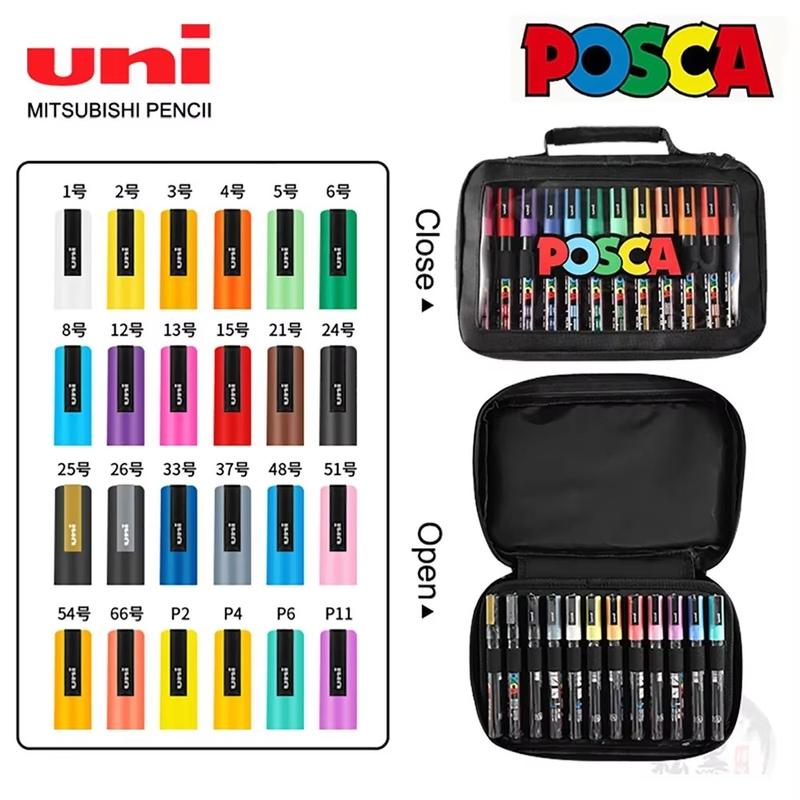 24pcs Japan UNI POSCA Markers Set PC-3M Anime DIY Painting POP Advertising Graffiti Art Supplies Children's Gifts