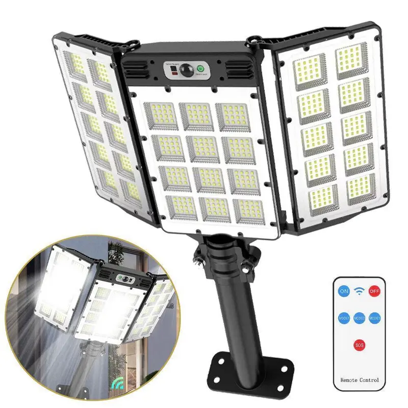 800-LED Wireless Solar Garden Lights - Remote Control, IP65 Waterproof, 3h Constant Bright, 3mode Dim/Bright, for Outdoor Deck Yard Lighting, 1 x Set of Expansion Screws