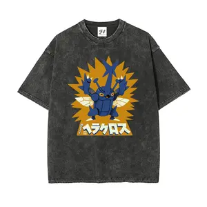 Beetle Creature Retro Print Unisex Plus Size Summer Graphic Tees Personalized Pattern Y2k Clothing Round Neck Short-Sleeved Washed T-Shirt,Women's Clothing 100% Cotton, Menswear, Top, Vintage Style, Casual Oversized