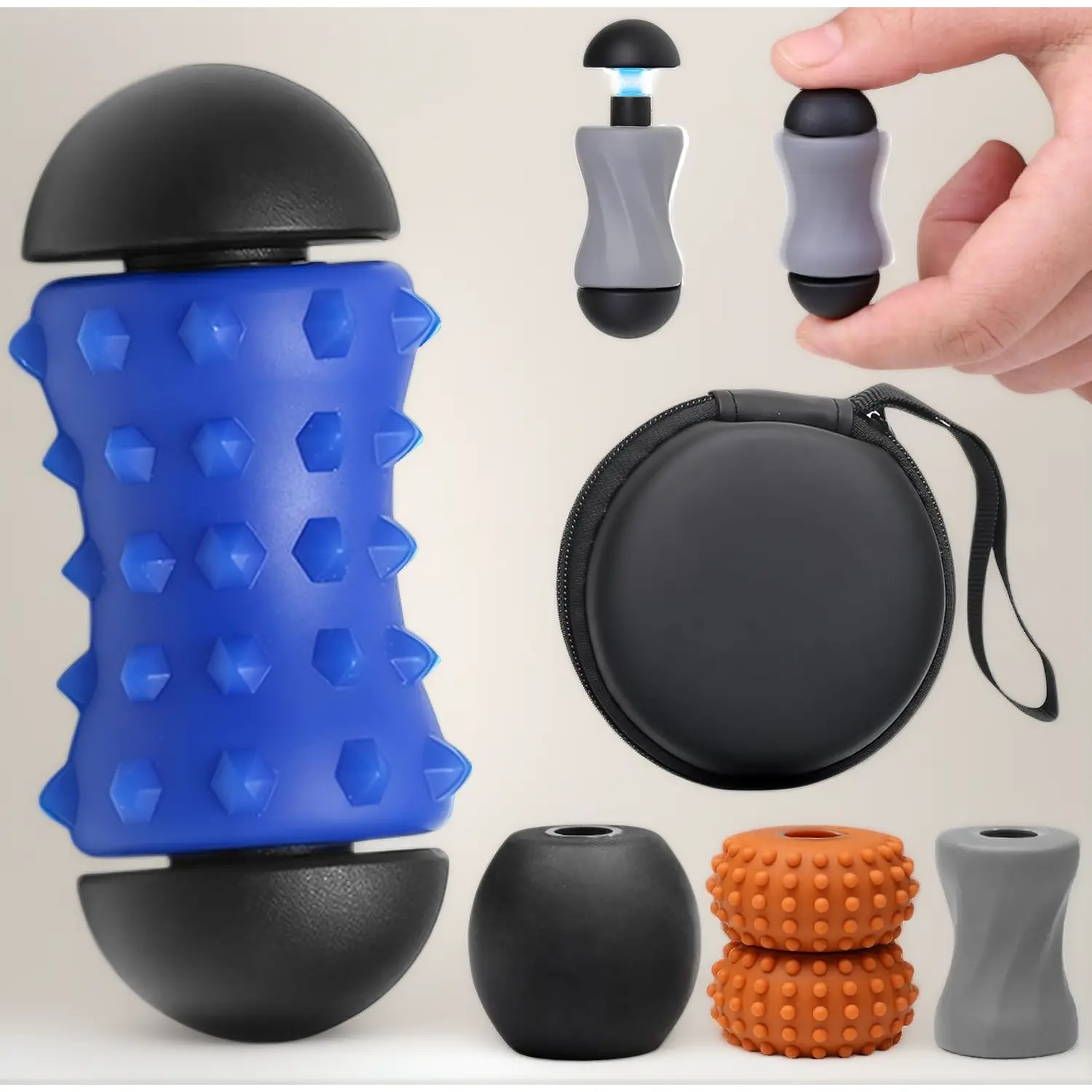4-in-1 Silicone Silent Fidget Toys Set, Portable Customizable Finger Fidget Roller with Storage Case, Tactile Sensory Fidgets for Adults & Teens, Stress Fidget Toys, Spiky Roller Fidget