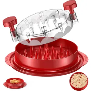 10" Pro Chicken Shredder Tool Twist Large for Kitchen, Modern Kitchen Gadgets, Kitchen Utensils, BPA-Free Food-Safe Meat Grinder, Visible Chicken Breast Meat Shredder with Strong Anti-Slip Bottom & Ergonomic Handle, Black/red