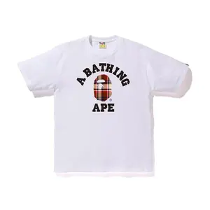BAPE Check College Tee White/Red