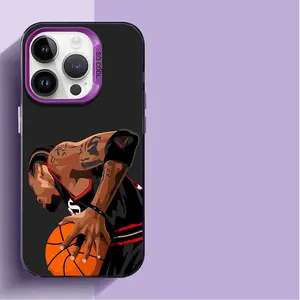 Cool Basketball-Themed Iridescent Silver Phone Case — Compatible with iPhone 13, 14, 15, 16; An Ideal Gift Choice